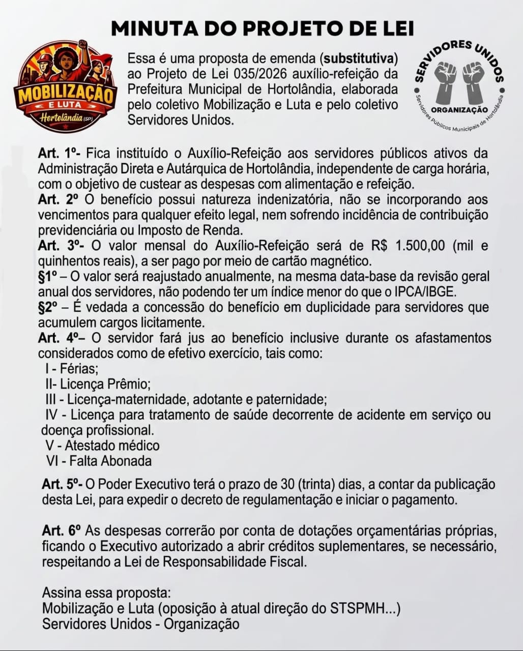 Minuta Do Projeto De Lei