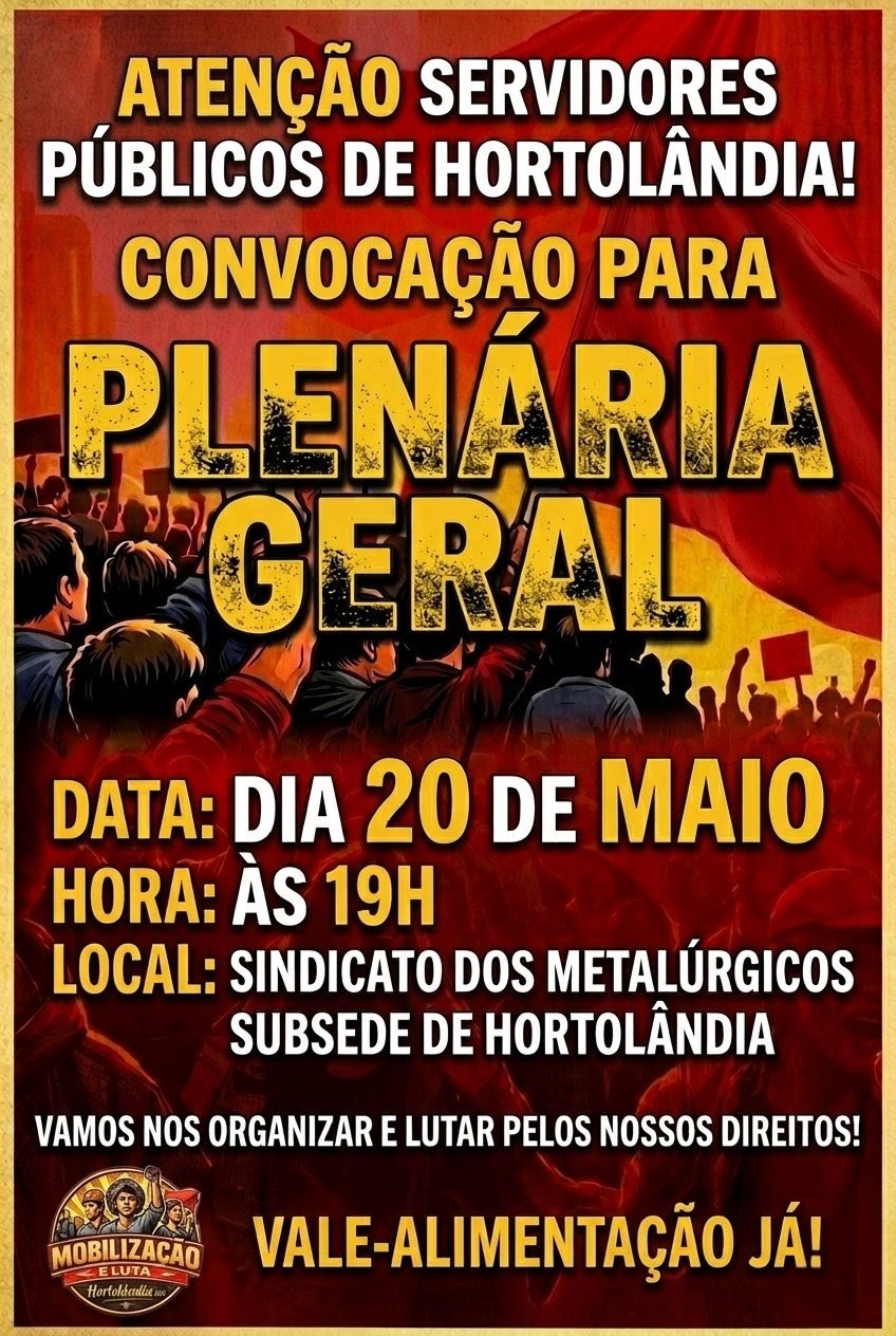 Convocação para Plenária em 20 de maio